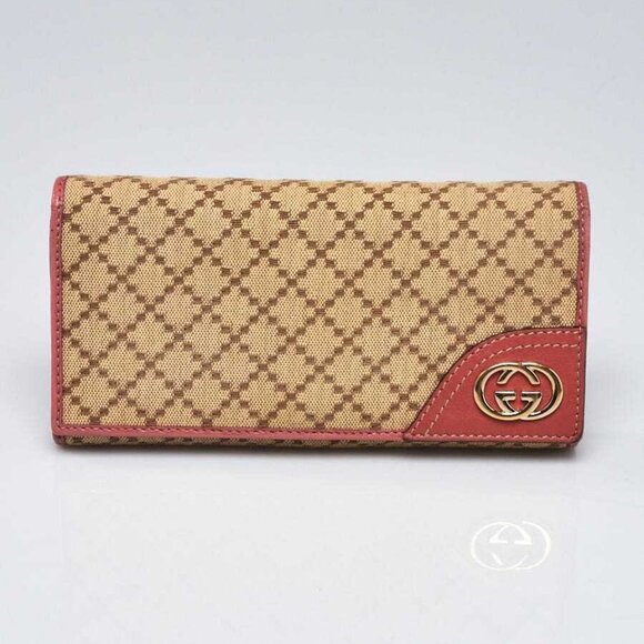 Gucci Beige/Pink Diamante Canvas/Leather Sukey Flap Wallet - Picture 1 of 9